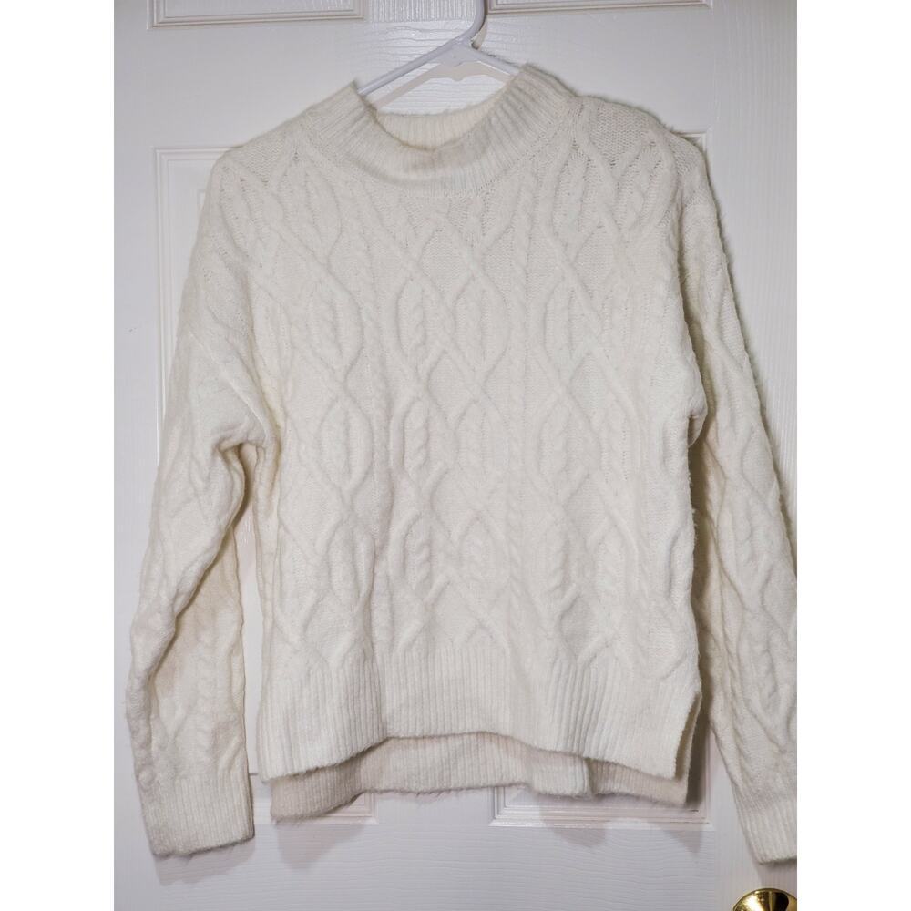 Calligraphie Women’s White Cable Knit Sweater – Size M
